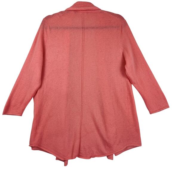 Incashmere 100% Cashmere 3/4 Sleeve Open Front Cardigan Women’s SZ LG Pink EUC - Picture 4 of 13